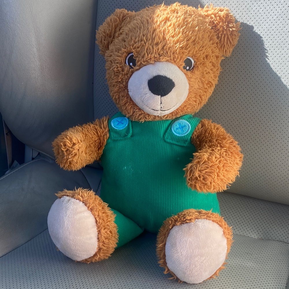 Corduroy Plush Teddy Bear in Green Overalls
